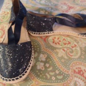 Kenneth Cole Reaction 39 8 black glittery flats loafers espadrilles shoes